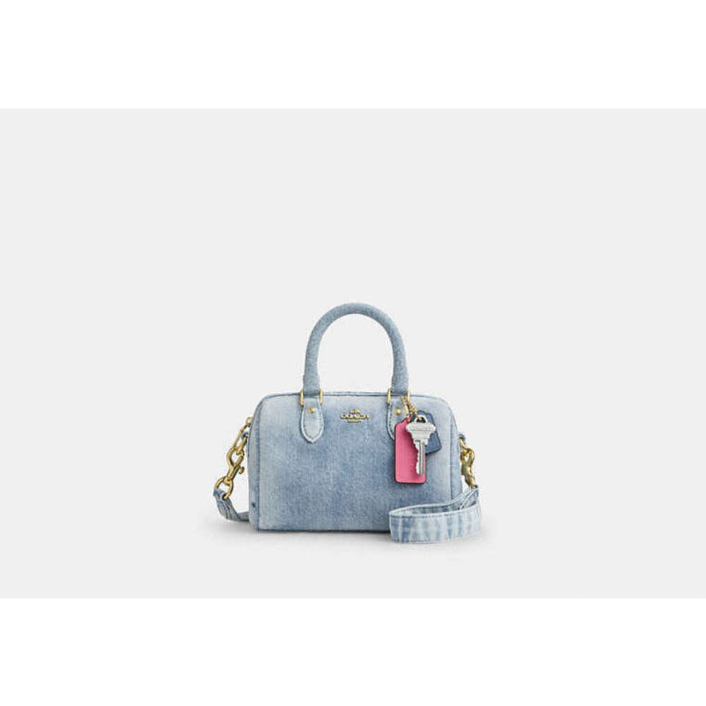 Mini Rowan Crossbody Bag In Loved Denim With Charms